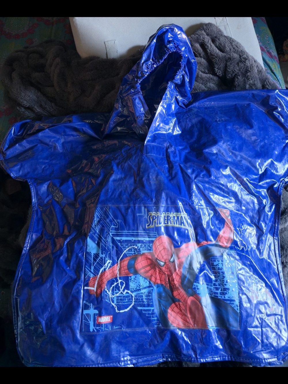 Marvel Spider-Man Kid's Hooded Rain Poncho- Snap Sides